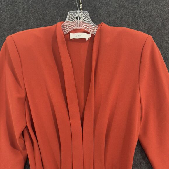 A.L.C. Kieran Jumpsuit Women's 4 Terracotta Orange Pleated Belted Tailored Pleat - Picture 3 of 13